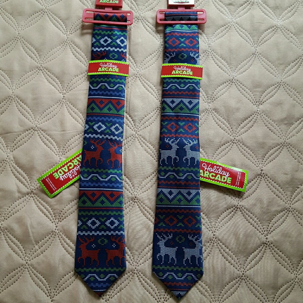 Neck Ties Blue and Red Christmas design, set of 2